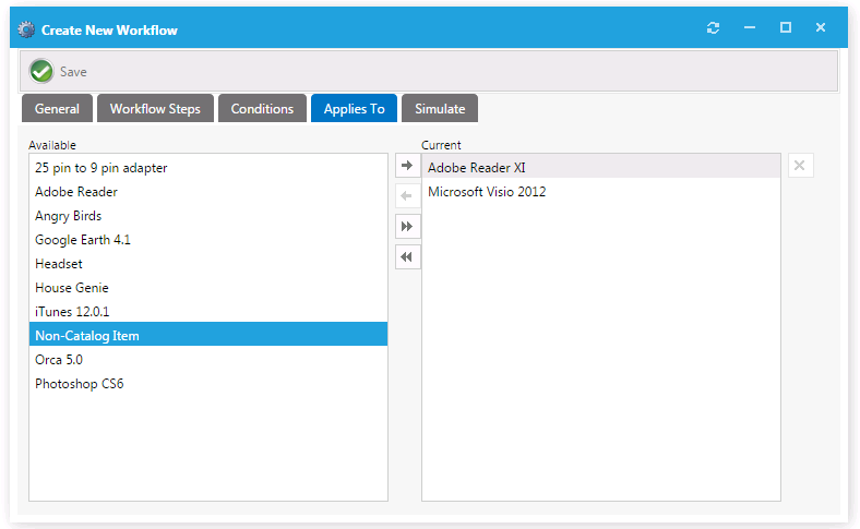 Applies To Tab of Workflow Properties Dialog Box