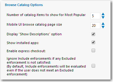 Settings > Web Site View / Catalog Behavior Tab / Browse Catalog Options