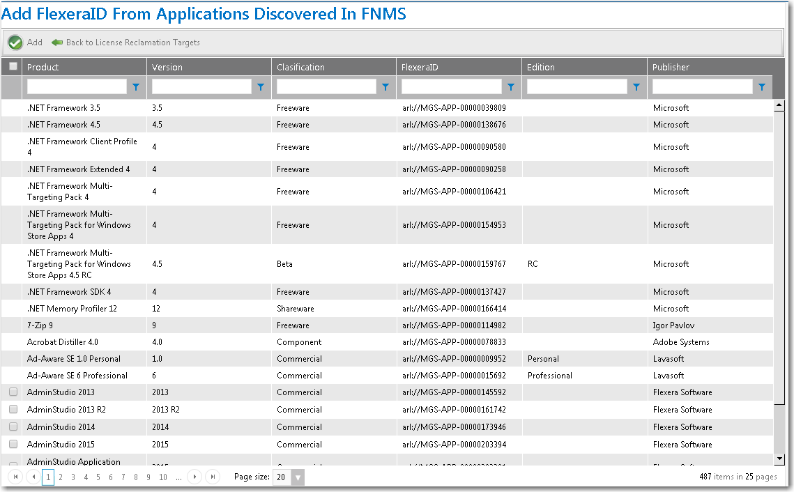 Add Flexera ID From Applications Discovered in FNMS
