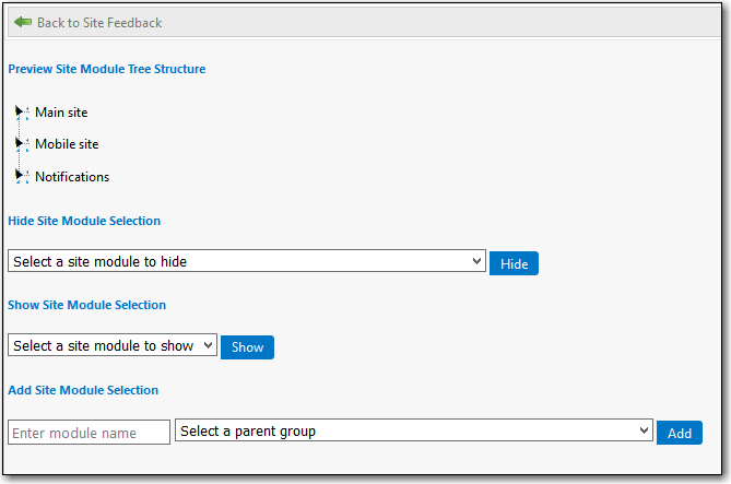 Site Feedback Modules View