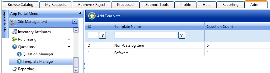 Template Manager View