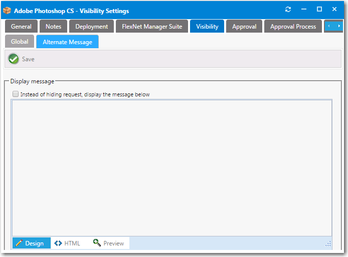 Catalog Item Properties Dialog Box / Visibility > Alternate Message Tab